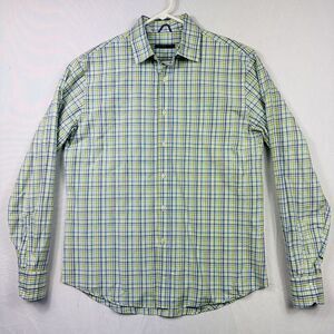 Mason's Ems Plaid Shirt Mens Medium Blue Green Button Up Long Sleeve Made‎ Italy